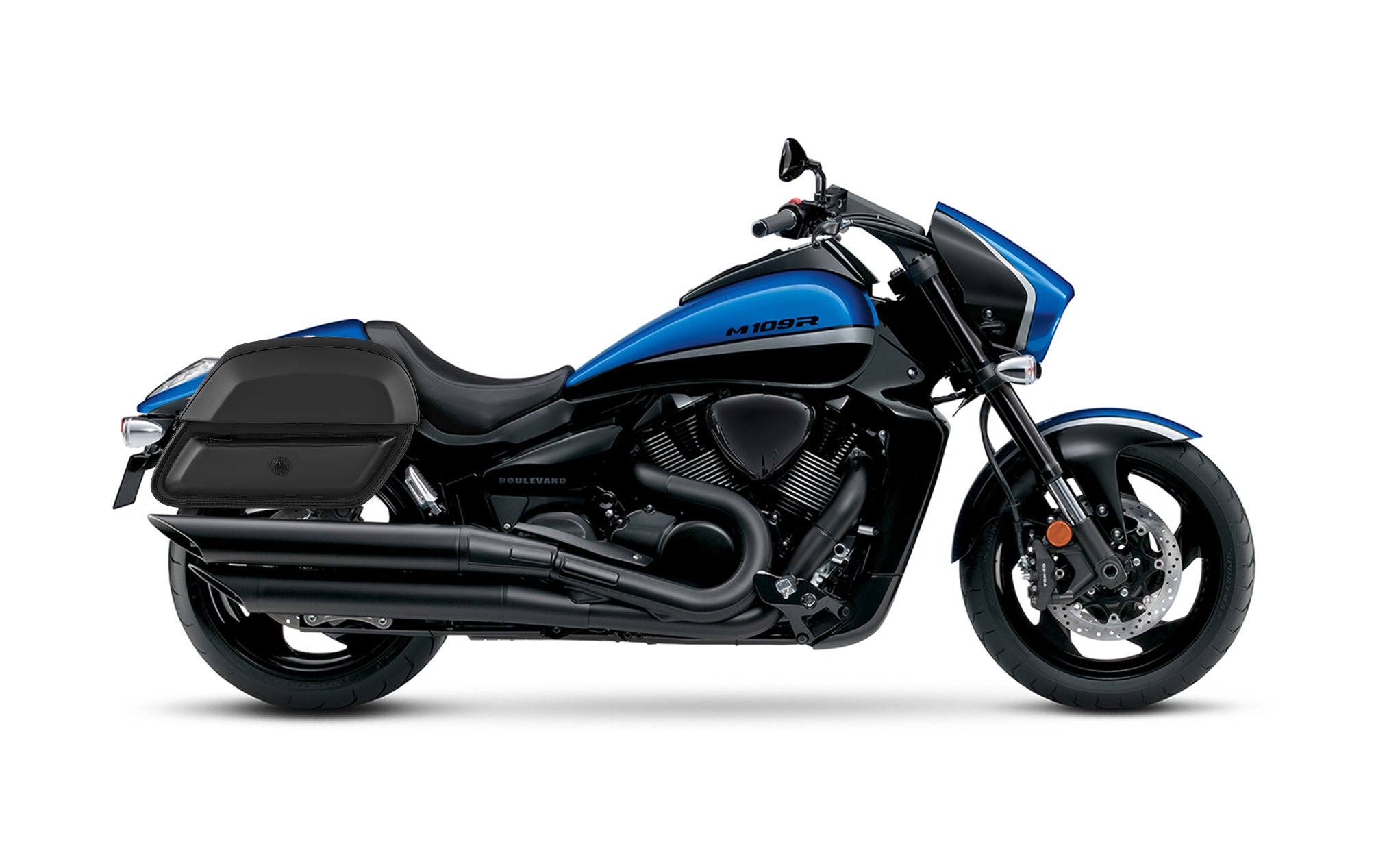 28L - Wraith Medium Suzuki Boulevard M109 VZR1800 Leather Motorcycle Saddlebags BAG on Bike View @expand