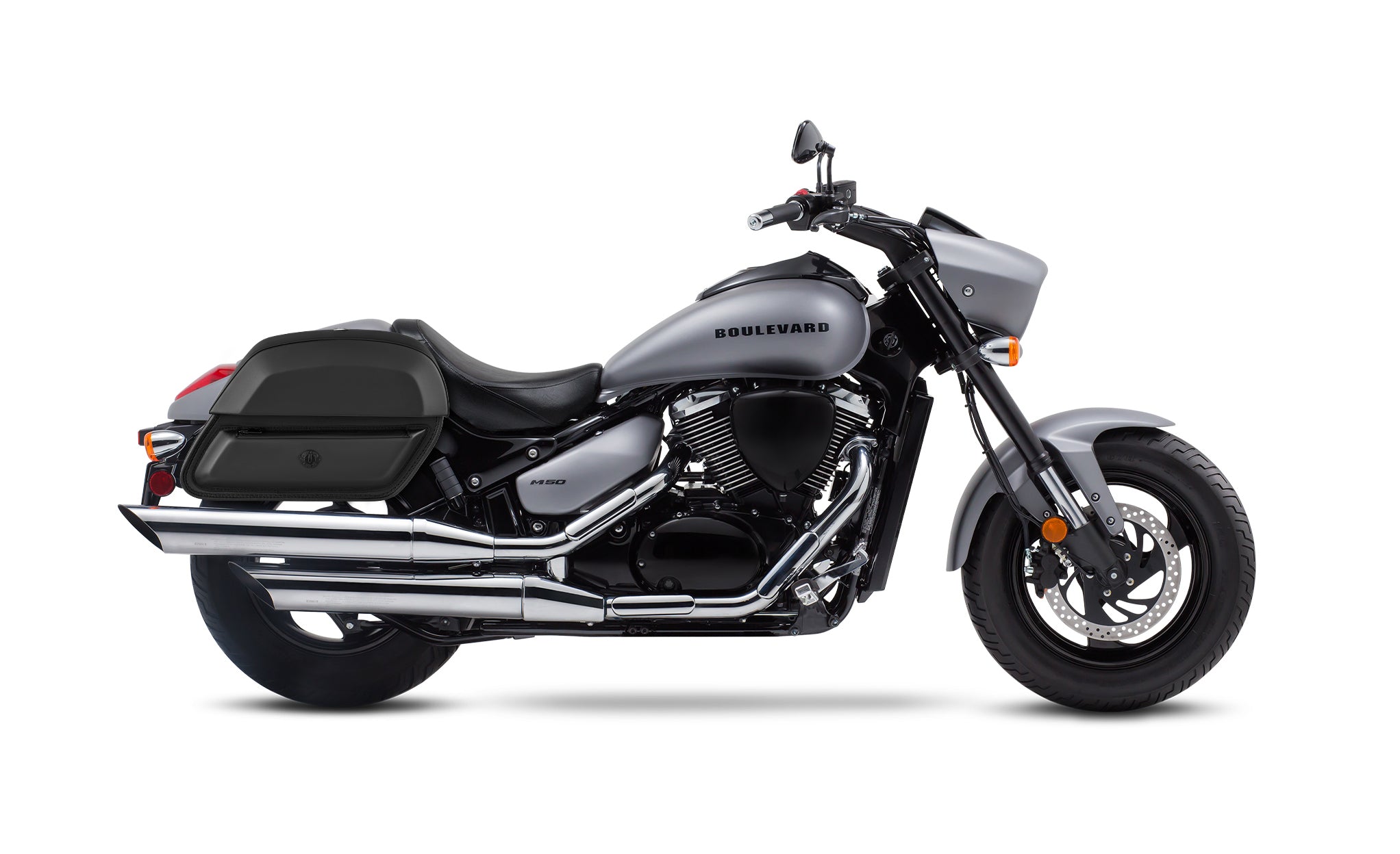 28L - Wraith Medium Suzuki Boulevard M50 VZ800 Leather Motorcycle Saddlebags BAG on Bike View @expand