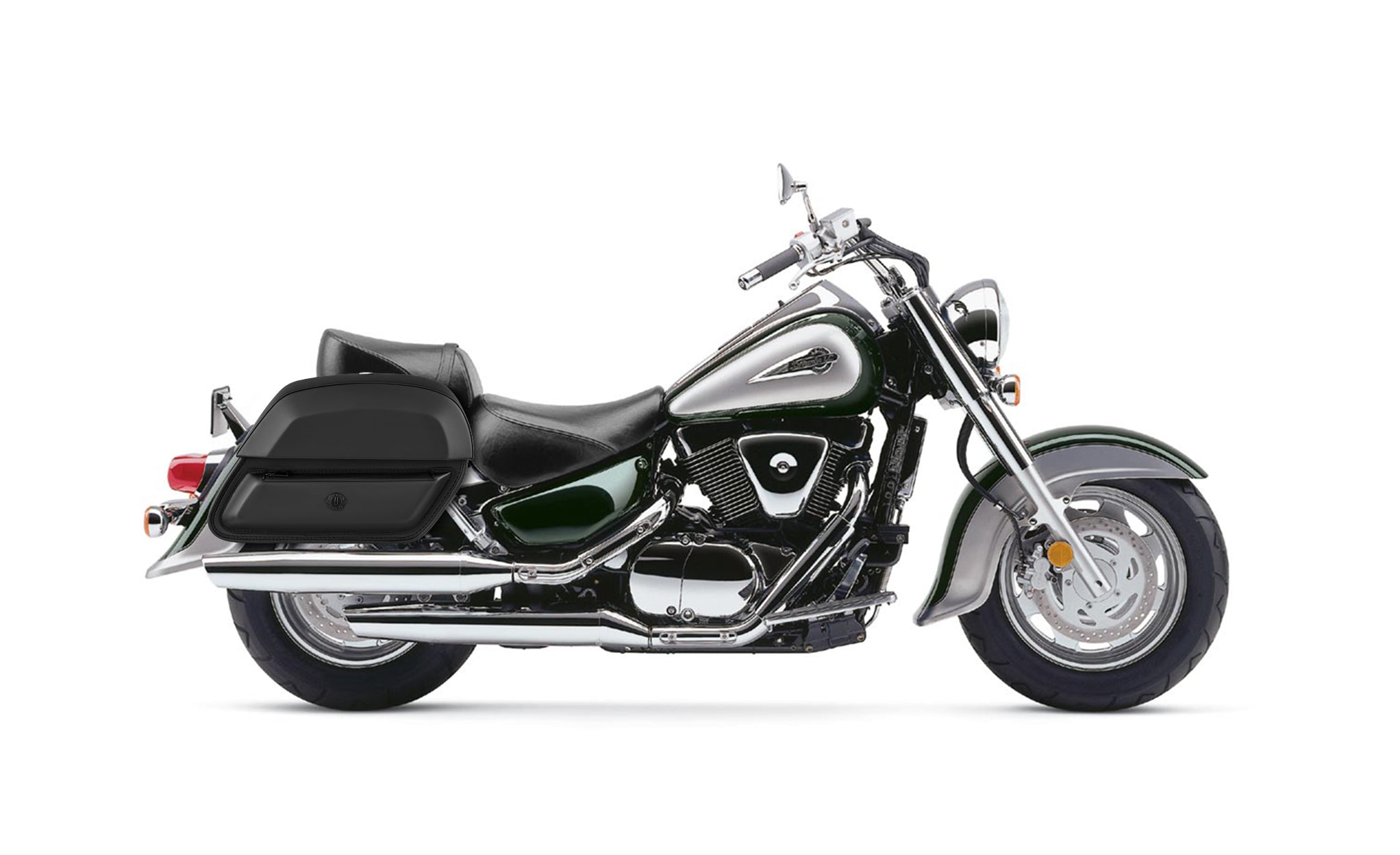 28L - Wraith Medium Suzuki Intruder 1500 VL1500 Leather Motorcycle Saddlebags BAG on Bike View @expand
