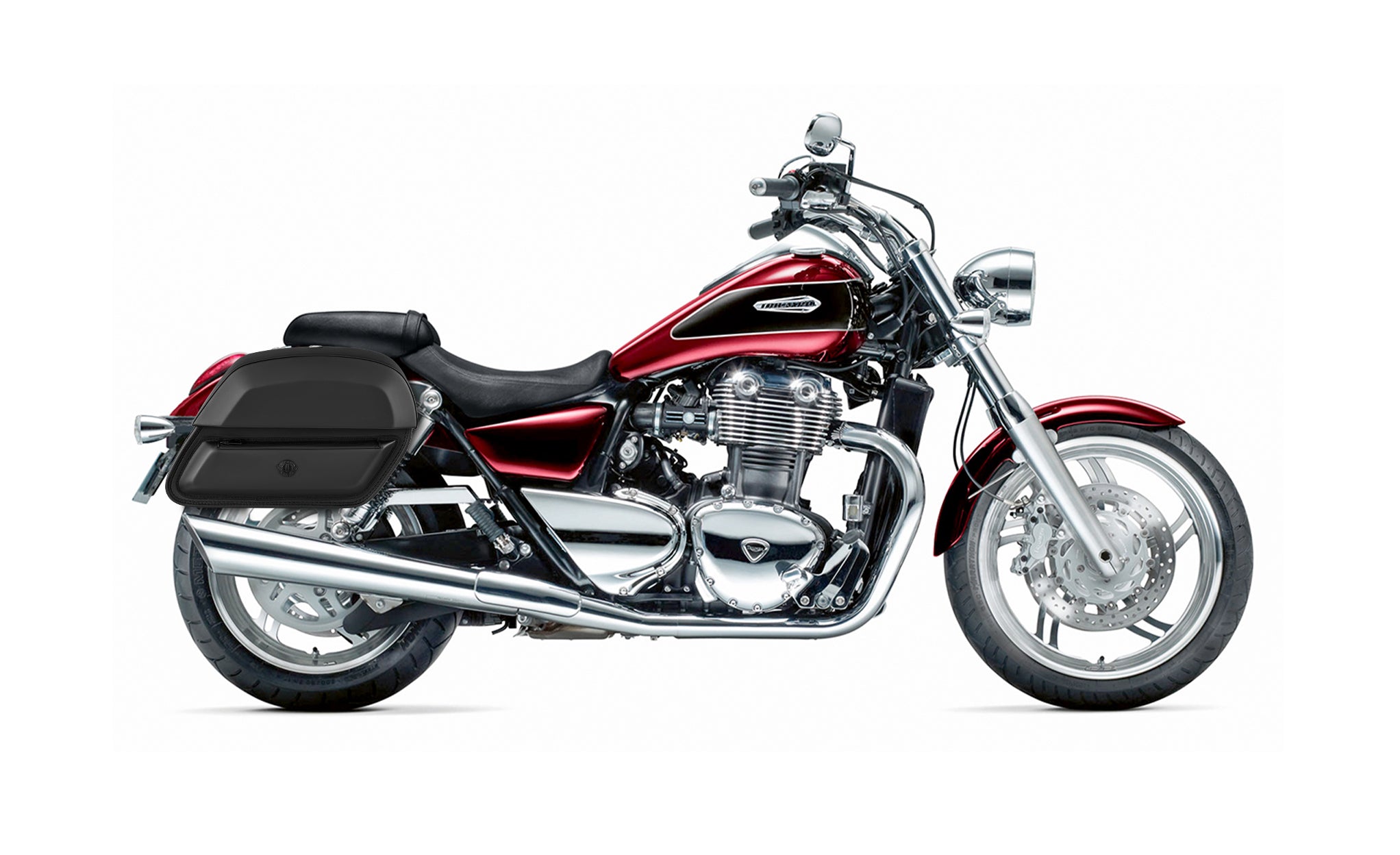 28L - Wraith Medium Thunderbird 1700 Big Bore Leather Motorcycle Saddlebags BAG on Bike View @expand
