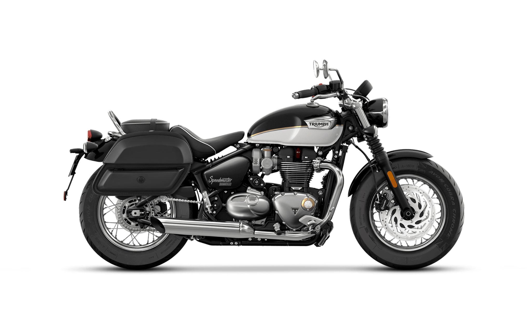 28L - Wraith Medium Triumph Speedmaster 2018+ Leather Motorcycle Saddlebags BAG on Bike View @expand