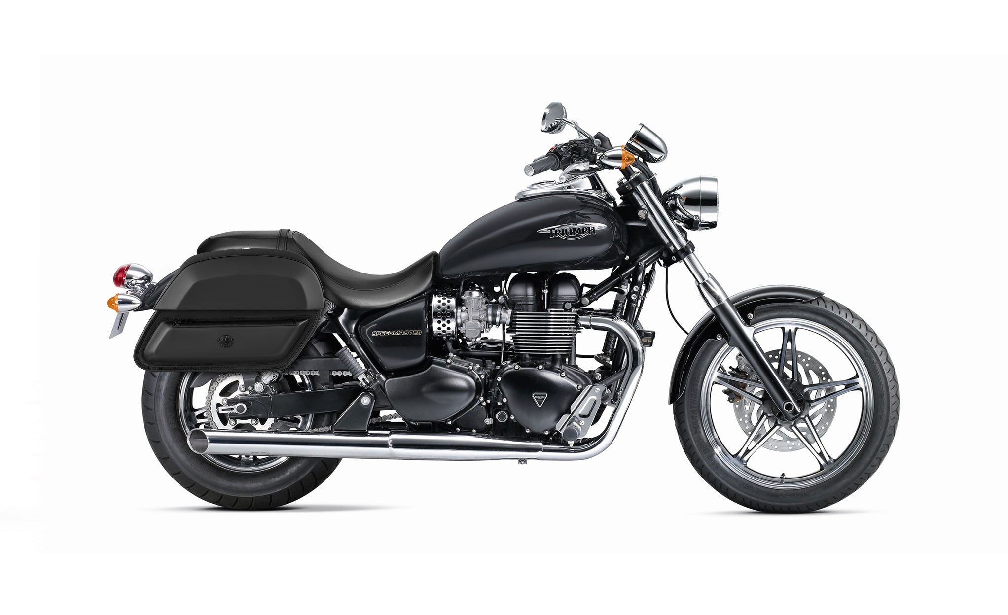 28L - Wraith Medium Triumph Speedmaster (2003-17) Leather Motorcycle Saddlebags BAG on Bike View @expand