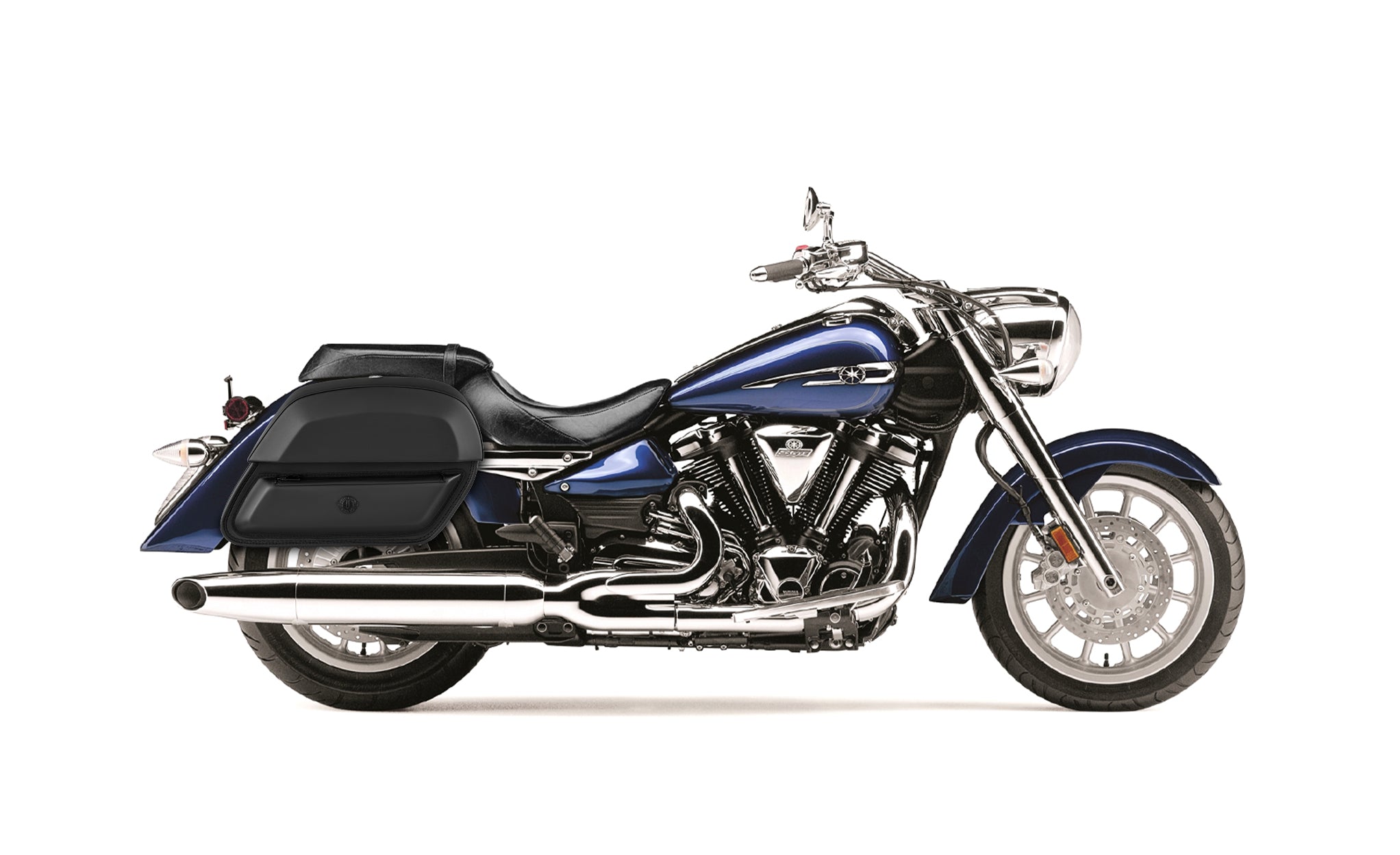 28L - Wraith Medium Yamaha Stratoliner XV 1900 Leather Motorcycle Saddlebags BAG on Bike View @expand