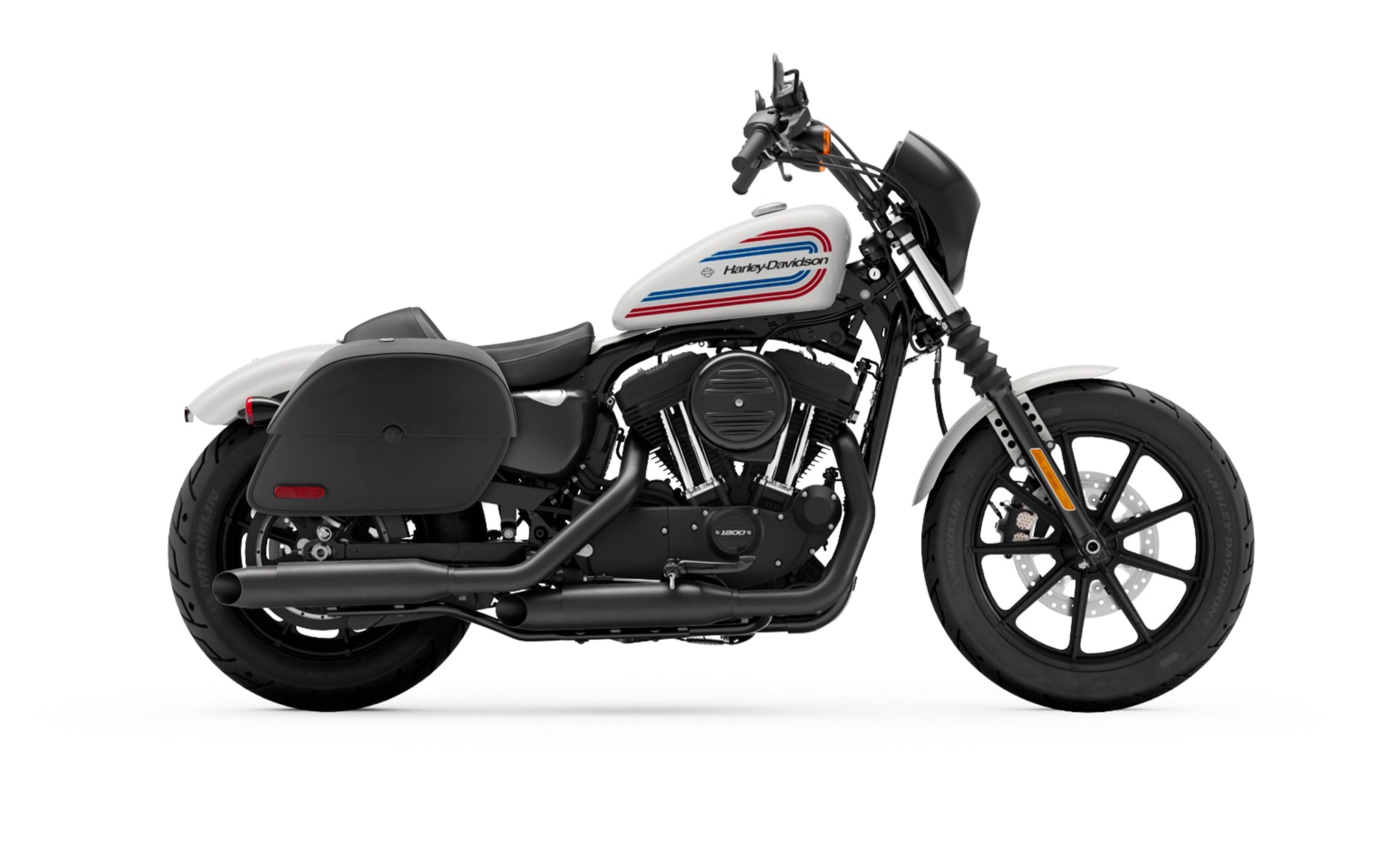 28L - Panzer Medium Quick Mount Leather Saddlebags For Harley Sportster 1200 Iron XL1200NS @expand