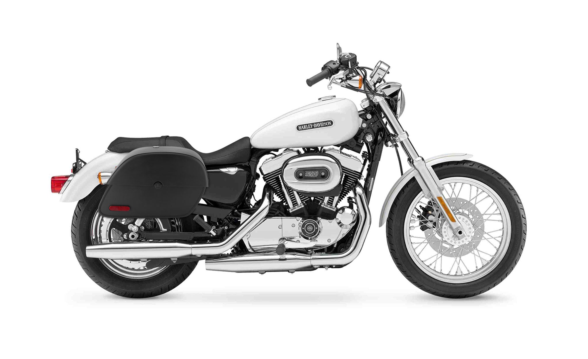 28L - Panzer Medium Quick Mount Leather Saddlebags For Harley Sportster 1200 Low XL1200L @expand