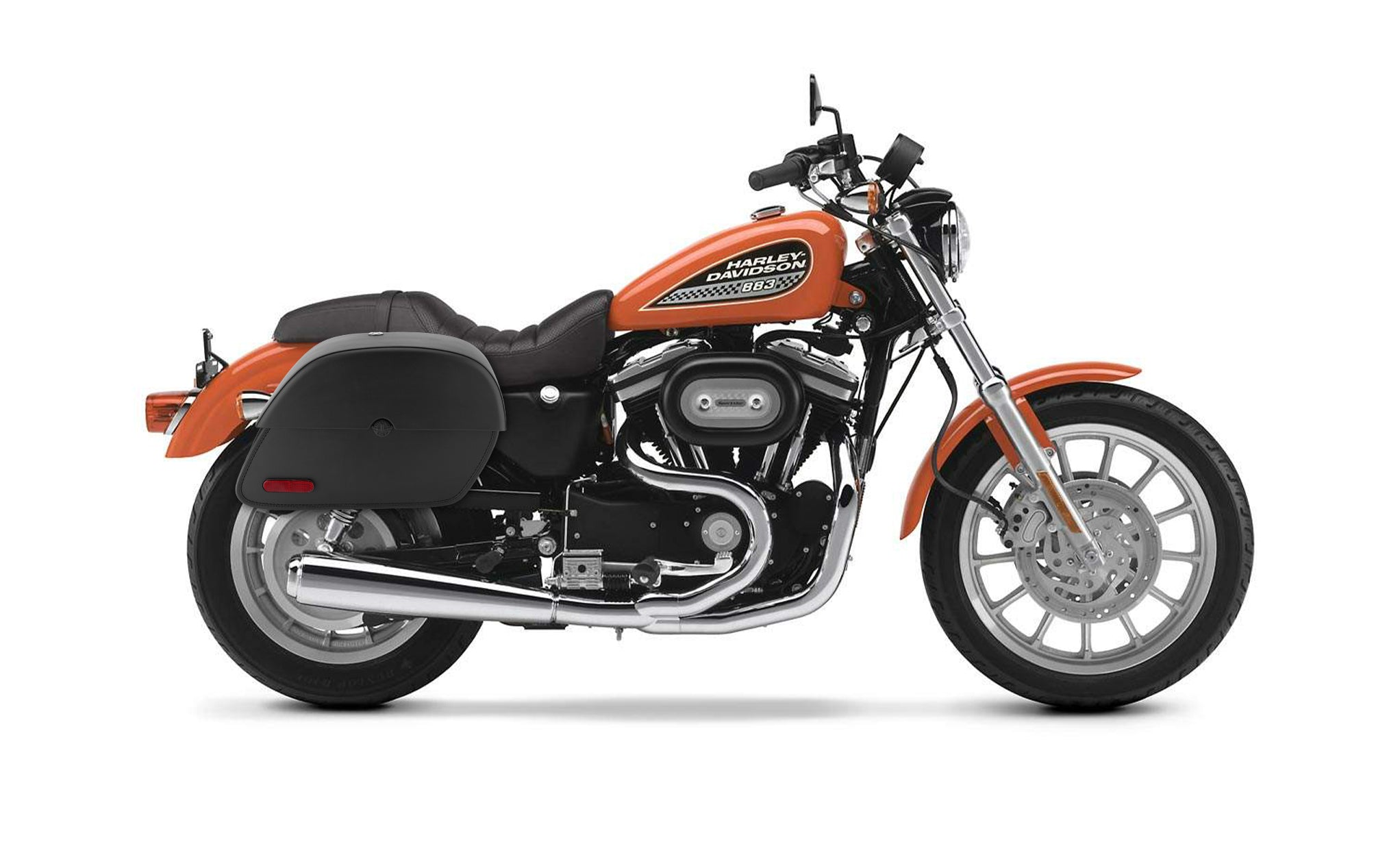 28L - Panzer Medium Quick Mount Leather Saddlebags For Harley Sportster 883 Low XL883L @expand