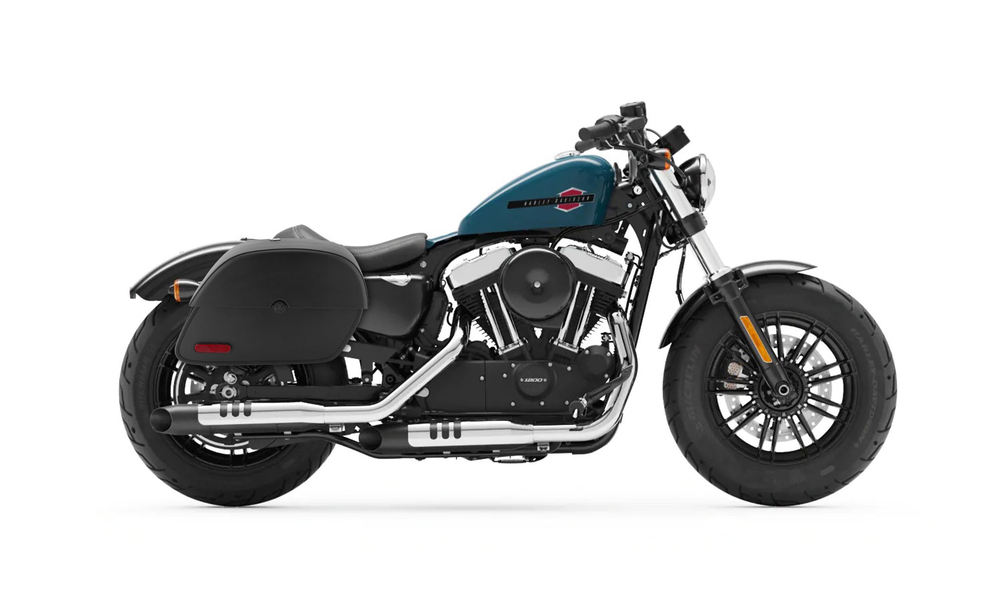 28L - Panzer Medium Quick Mount Leather Saddlebags For Harley Sportster Forty Eight XL1200X/XL1200XS @expand