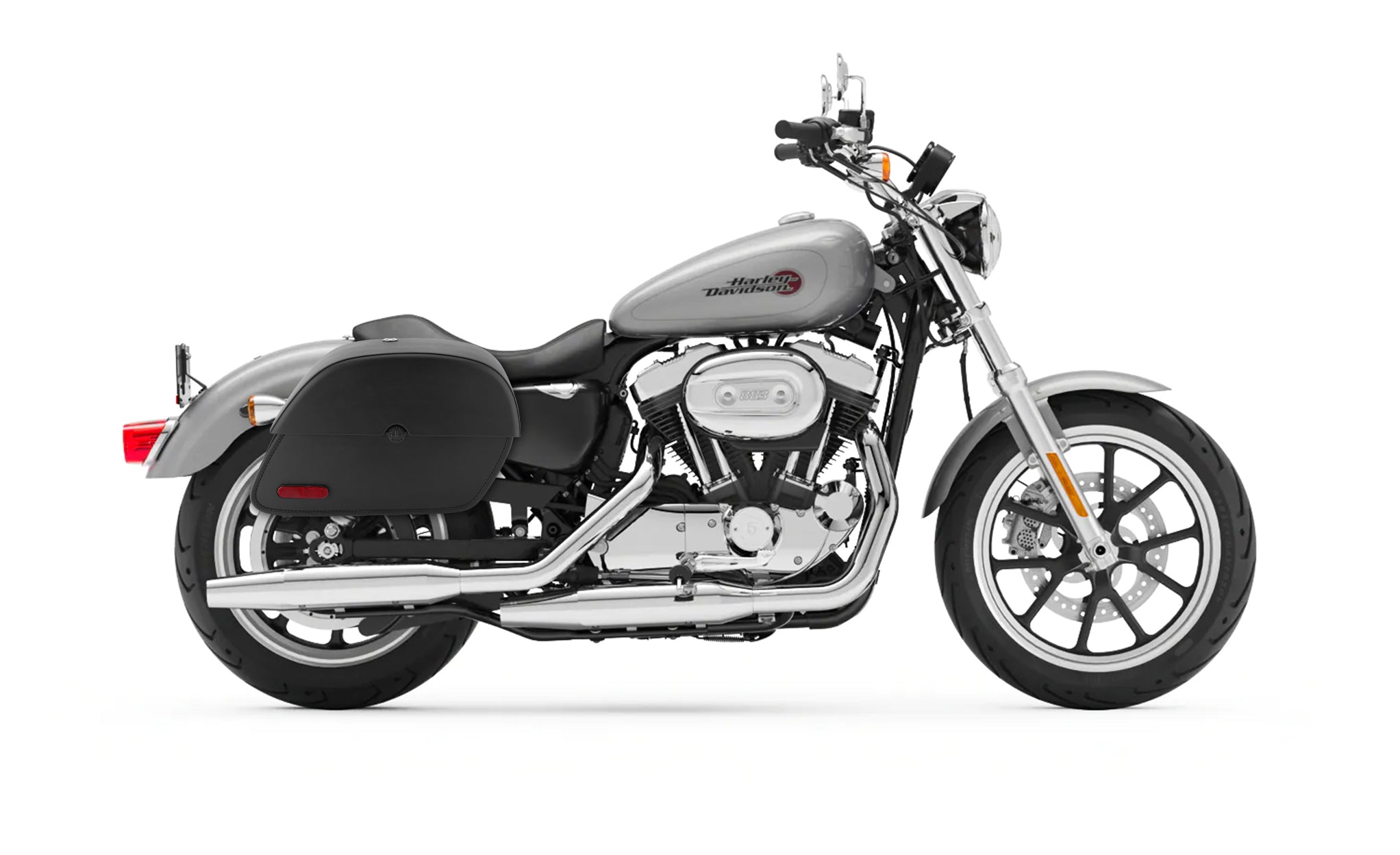28L - Panzer Medium Quick Mount Leather Saddlebags For Harley Sportster Super Low XL883L @expand