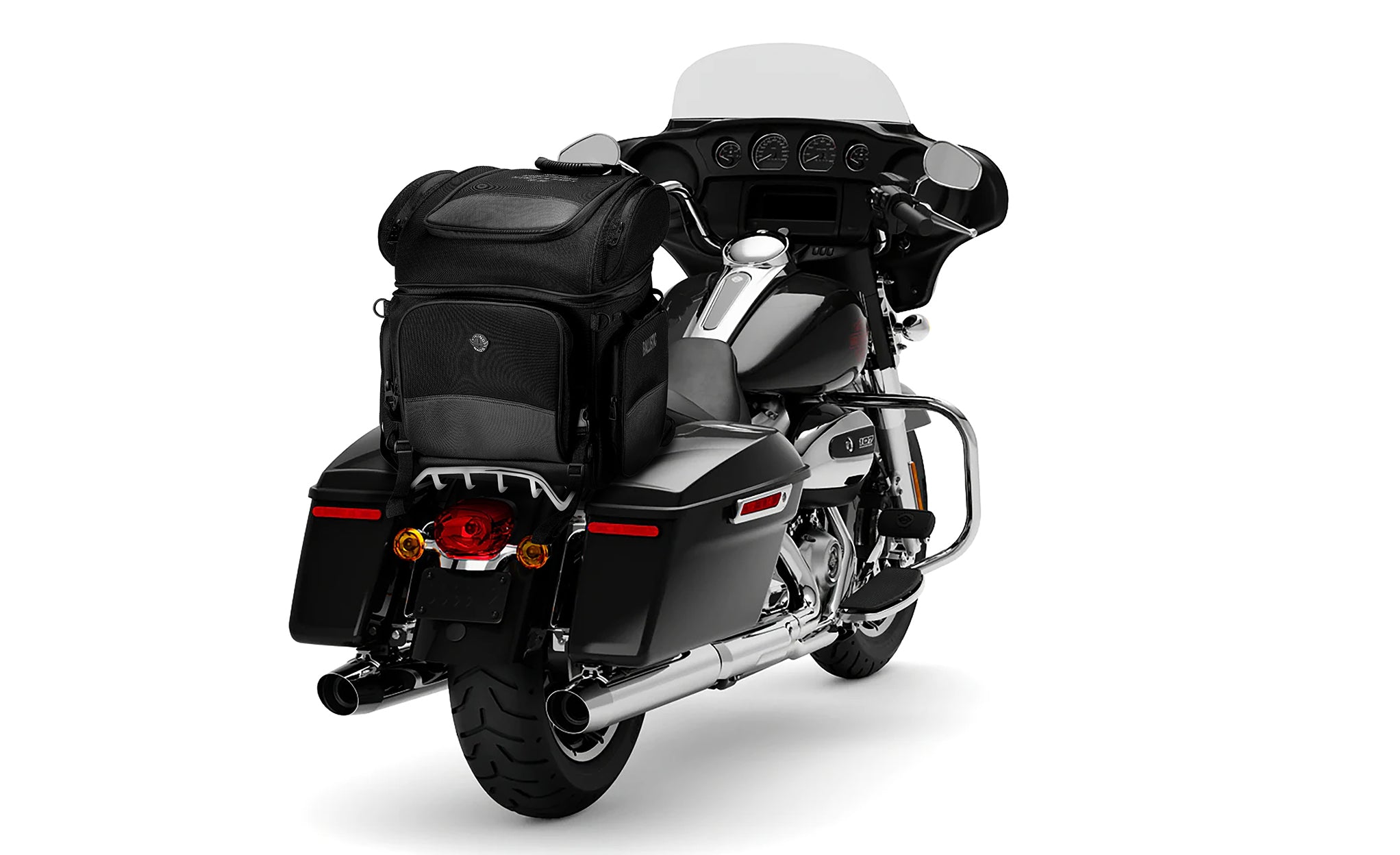 57L - Voyage Premium XL Ducati Motorcycle Sissy Bar Bag on Bike @expand