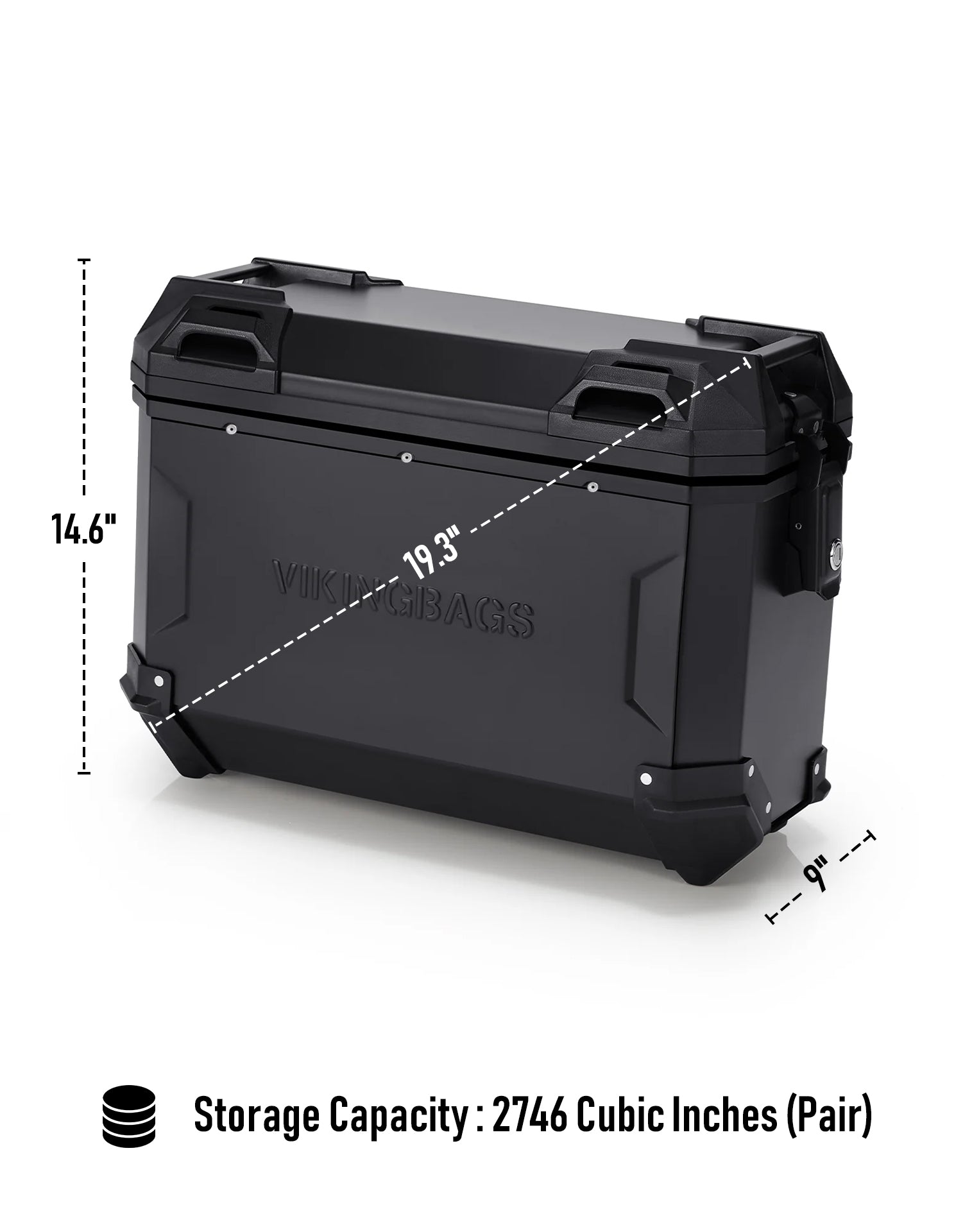 Viking Apex XL Suzuki V-Storm 1050 Aluminum Side Cases Black Cubic Inches