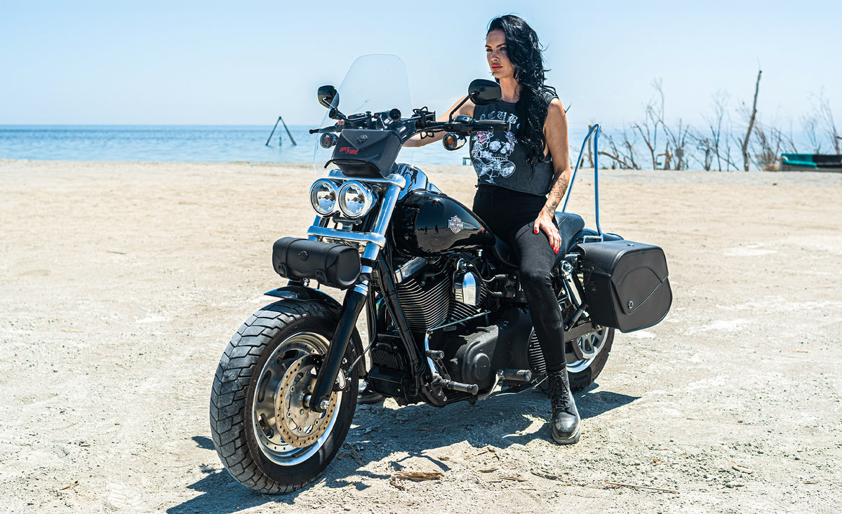 Viking Dark Age Plain Harley Davidson Leather Motorcycle Handlebar Bag