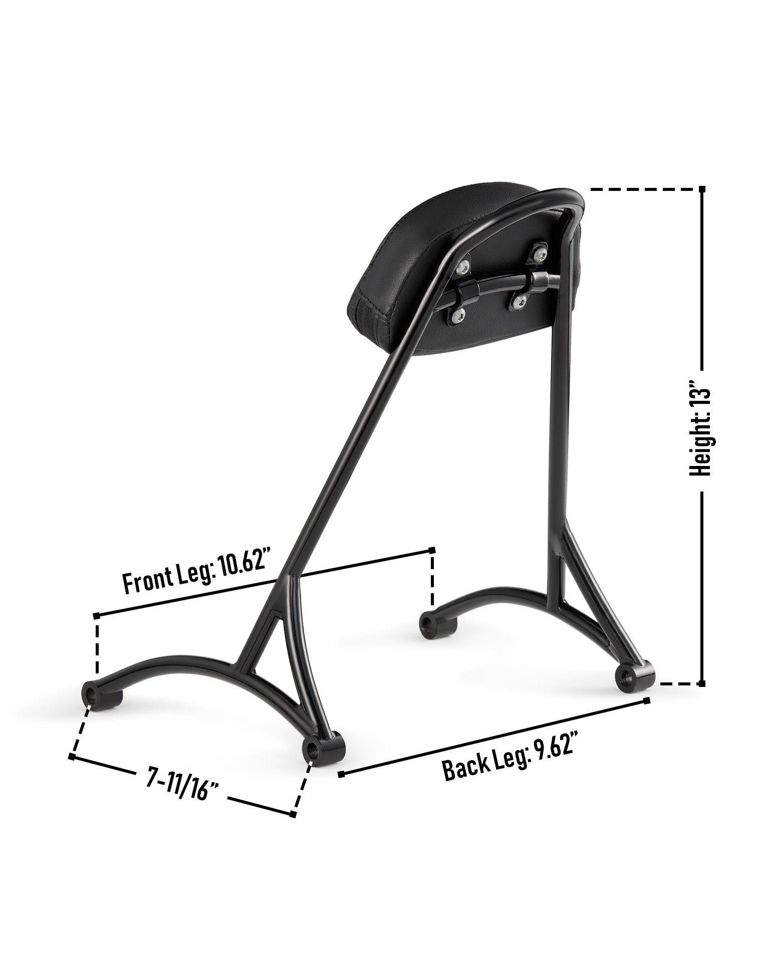Viking Iron Born 13" Sissy Bar with Backrest Pad for Harley Sportster 883 Iron XL883N Gloss Black Dimension