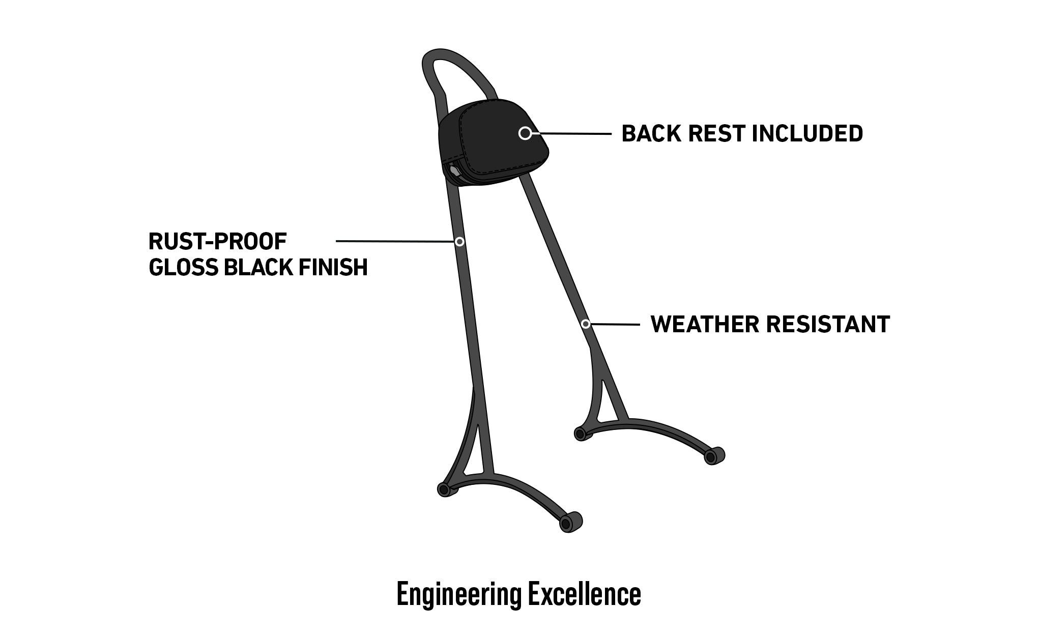 Viking Iron Born 20" Sissy Bar with Backrest Pad for Harley Sportster Super Low XL883L Gloss Black @expand