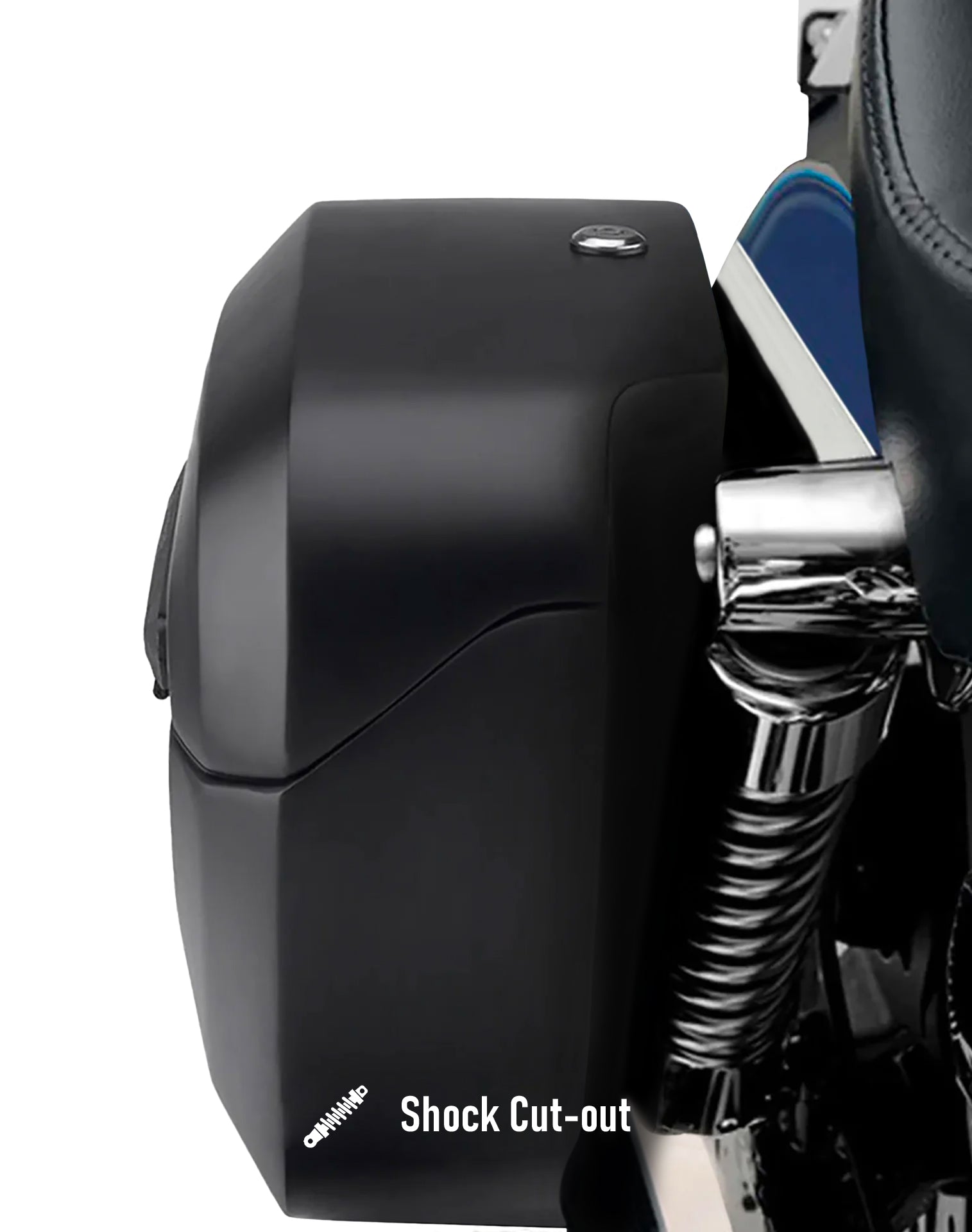 34L - Lamellar Raven Extra Large Shock Cutout Matte Motorcycle Hard Saddlebags for Harley Street 500 Shock Cut-out