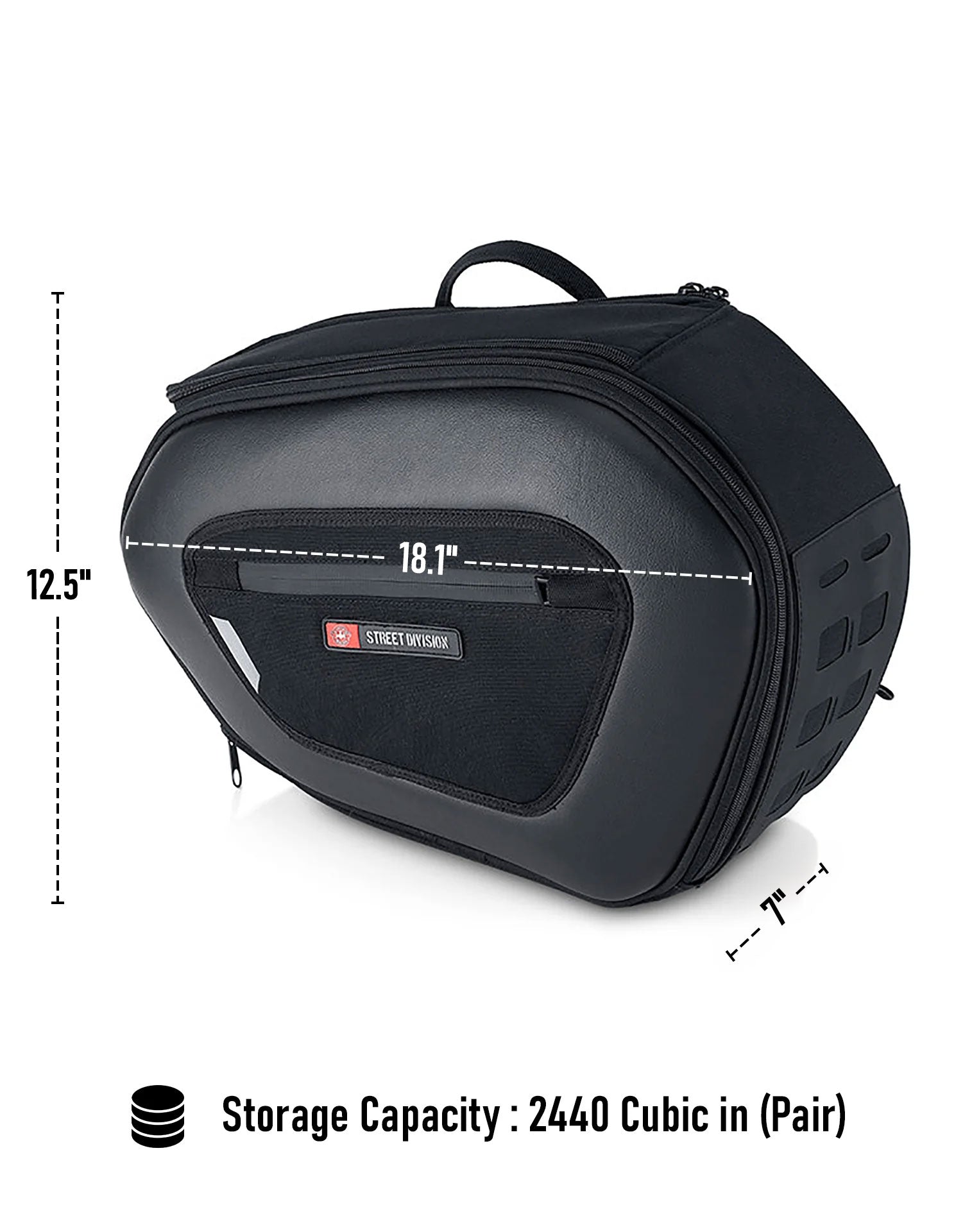 40L - Momentum Extra Large Expandable Street/Sportsbike Saddlebags Storage Capacity