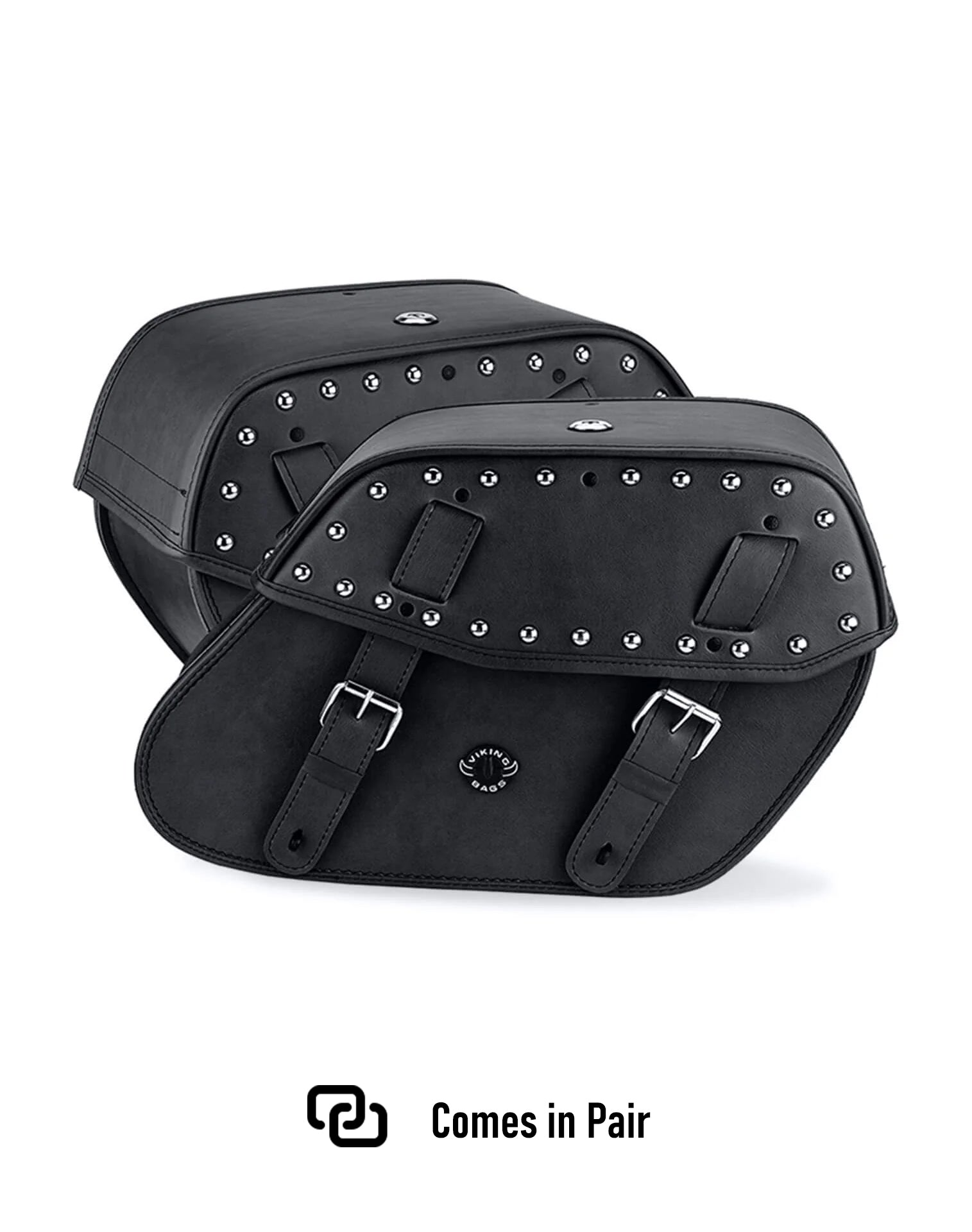 Viking Odin Large Yamaha V Star 950 Tourer Studded Leather Motorcycle Saddlebags Weather Resistant Bags Comes in Pair