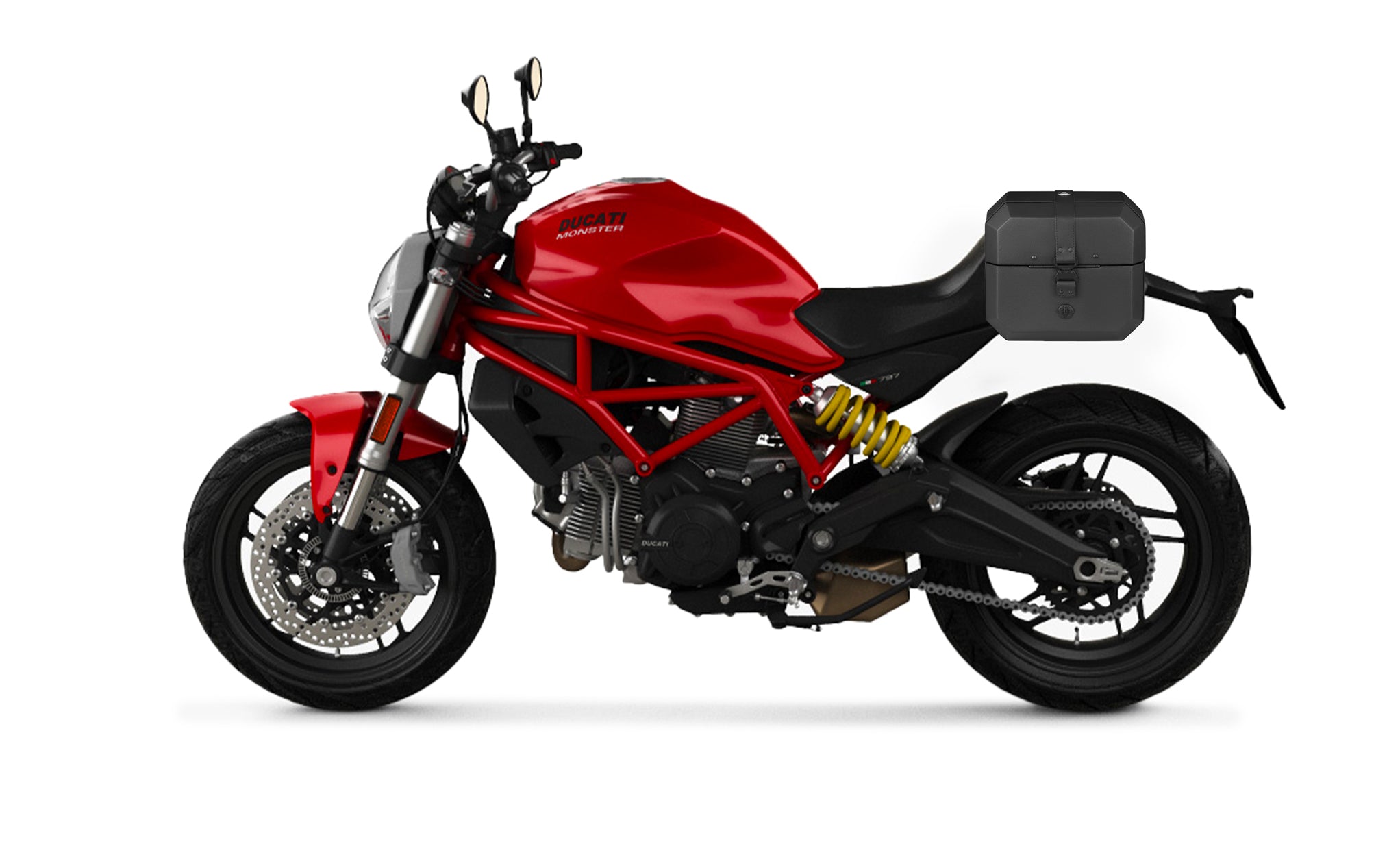 10L - Outlaw Quick Mount Small Ducati Monster 797 Hard Solo Saddlebag (Left Only) Bag on Bike @expand