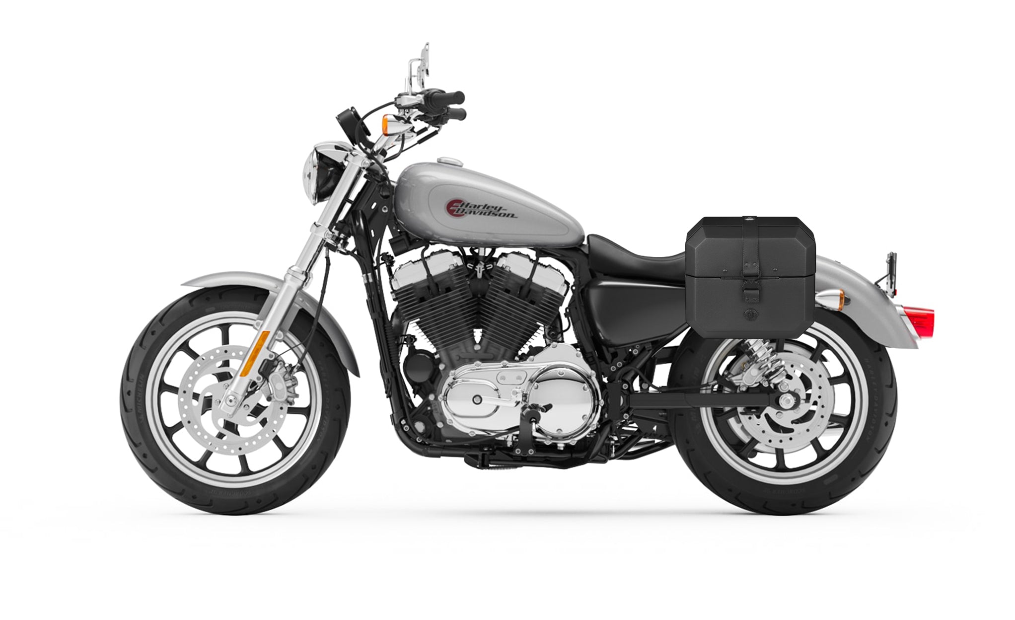 10L - Outlaw Quick Mount Small Harley Sportster Superlow Hard Solo Saddlebag (Left Only) Bag on Bike @expand