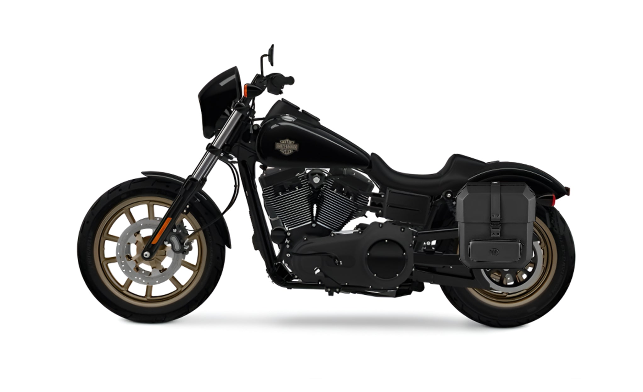 Viking 15L Outlaw Quick Mount Medium Harley Dyna Low Rider S Fxdls Solo Hard Saddlebag Left Only Bag on Bike @expand