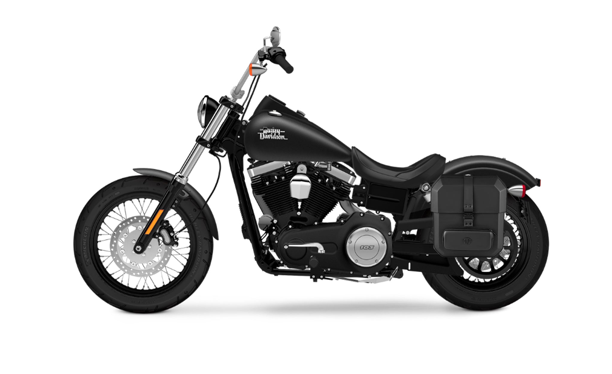 Viking 15L Outlaw Quick Mount Medium Harley Dyna Street Bob Fxdb Solo Hard Saddlebag Left Only Bag on Bike @expand