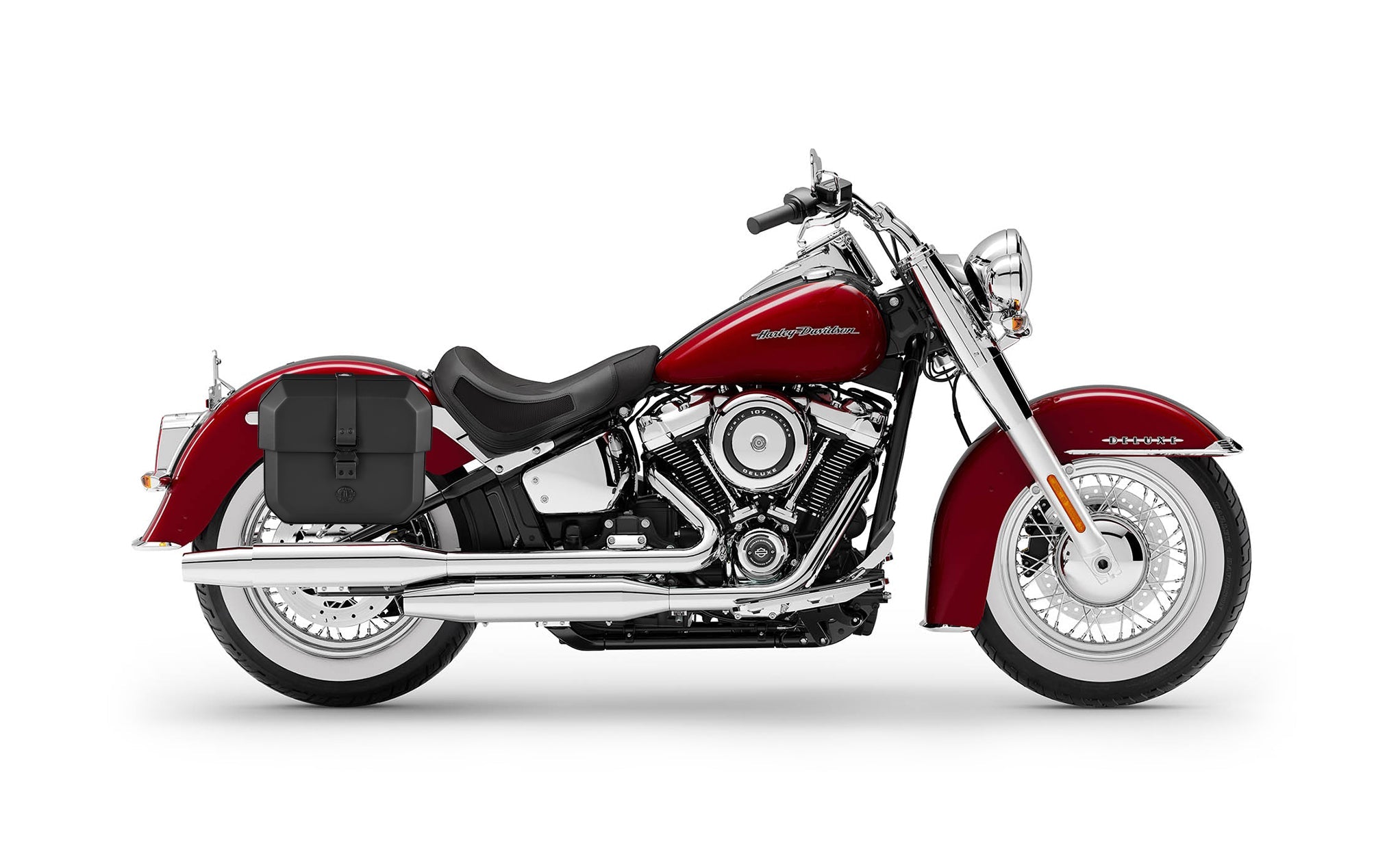 Viking 10L Outlaw Quick Mount Small Harley Softail Deluxe Flde Hard Solo Saddlebag Right Only Bag on Bike @expand