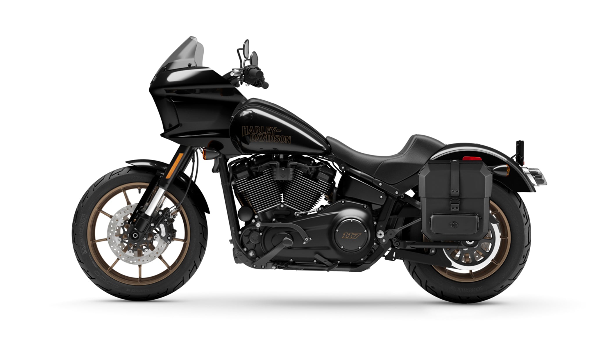 Viking 15L Outlaw Quick Mount Medium Harley Softail Low Rider St Solo Hard Saddlebag Left Only Bag on Bike @expand