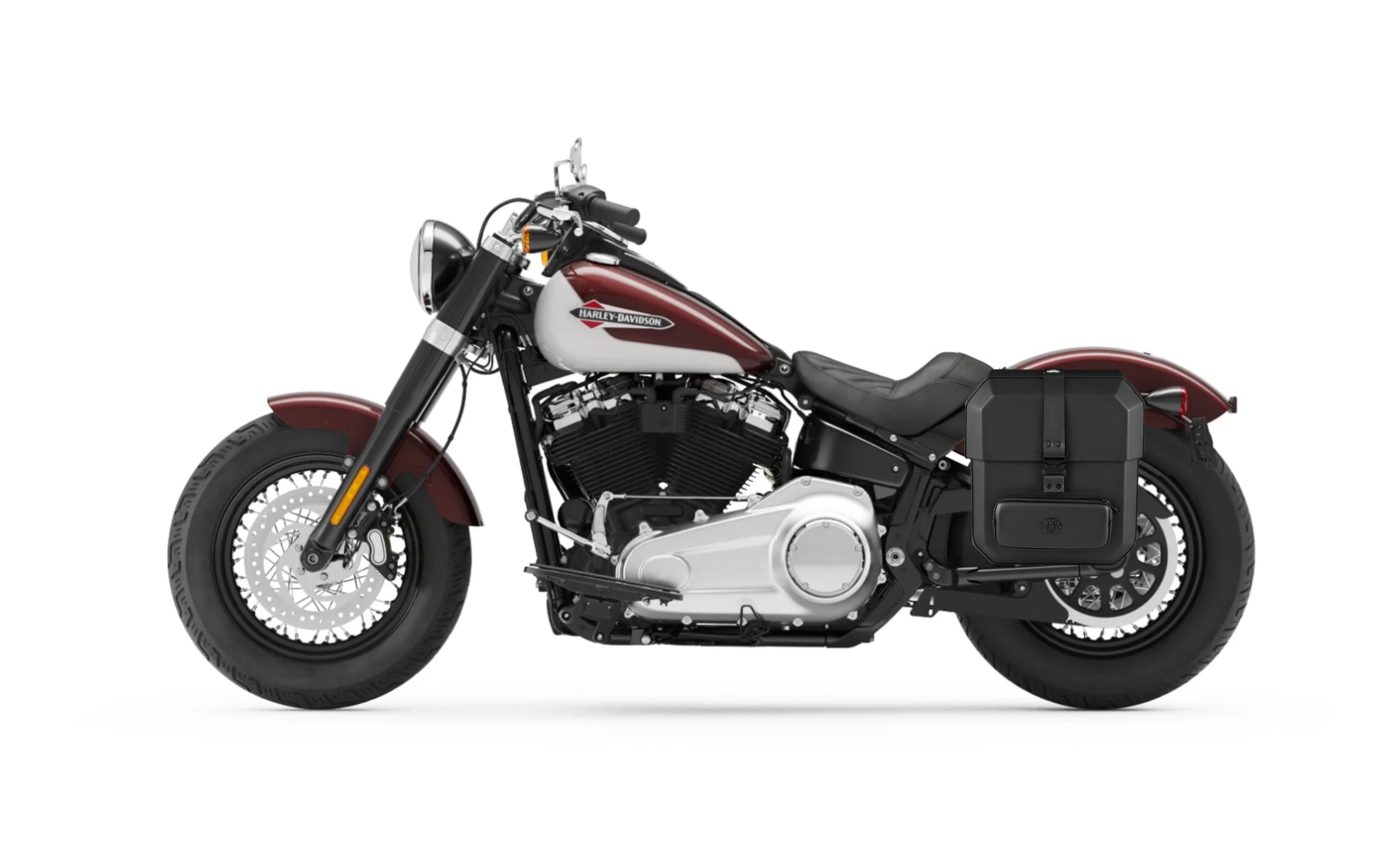 Viking 15L Outlaw Quick Mount Medium Harley Softail Slim Flsl Solo Hard Saddlebag Left Only Bag on Bike @expand