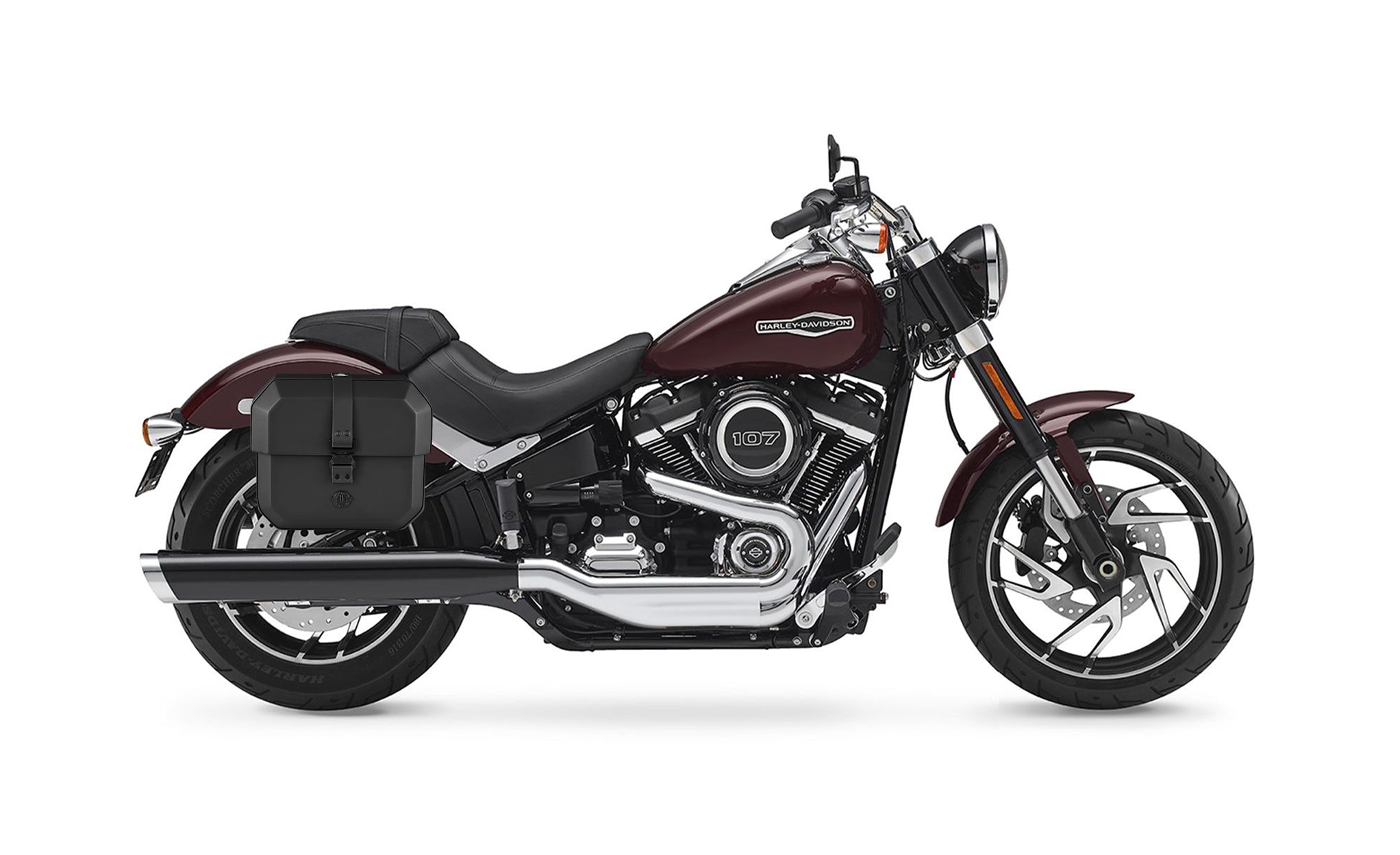 Viking 10L Outlaw Quick Mount Small Harley Softail Sport Glide Hard Solo Saddlebag Right Only Bag on Bike @expand