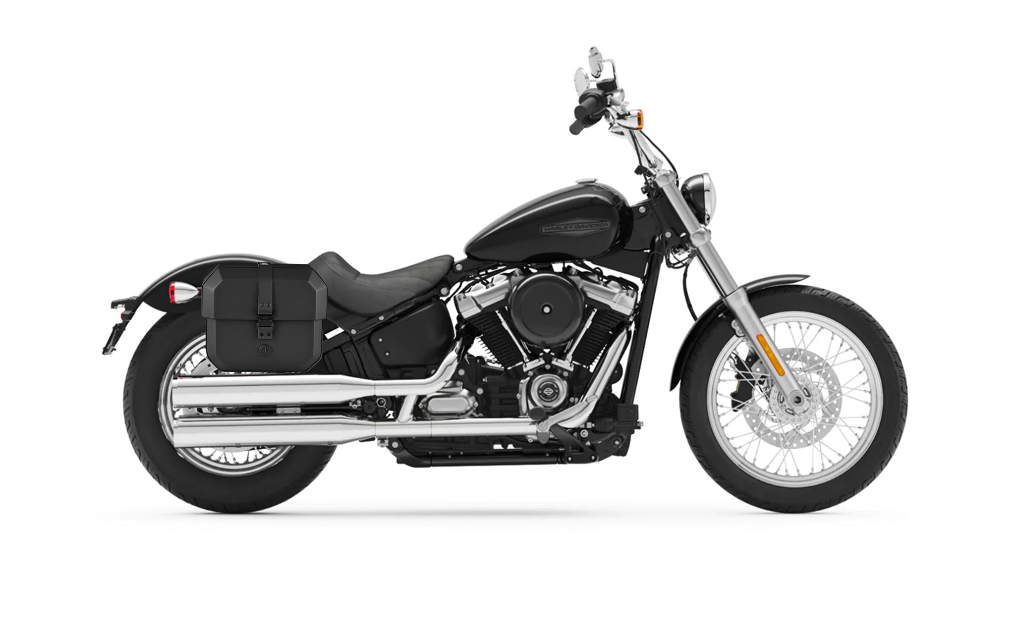 Viking 10L Outlaw Quick Mount Small Harley Softail Standard Fxst Hard Solo Saddlebag Right Only Bag on Bike @expand