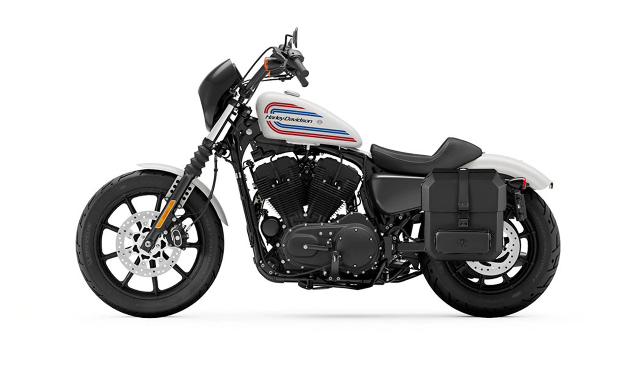 Viking 15L Outlaw Quick Mount Medium Harley Sportster Iron 1200 Solo Hard Saddlebag Left Only Bag on Bike @expand