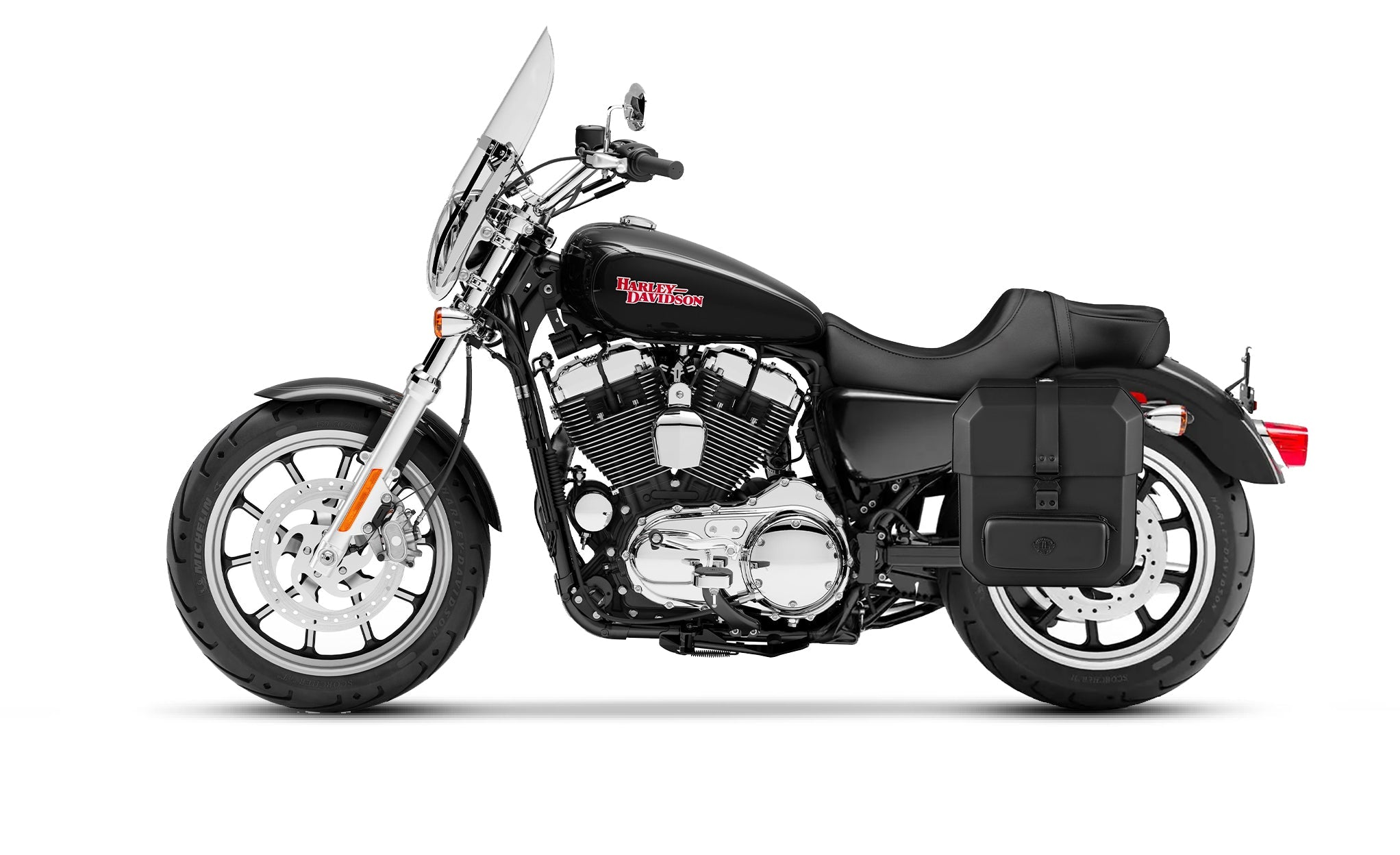 Viking 15L Outlaw Quick Mount Medium Harley Sportster Super Low 1200T Solo Hard Saddlebag Left Only Bag on Bike @expand