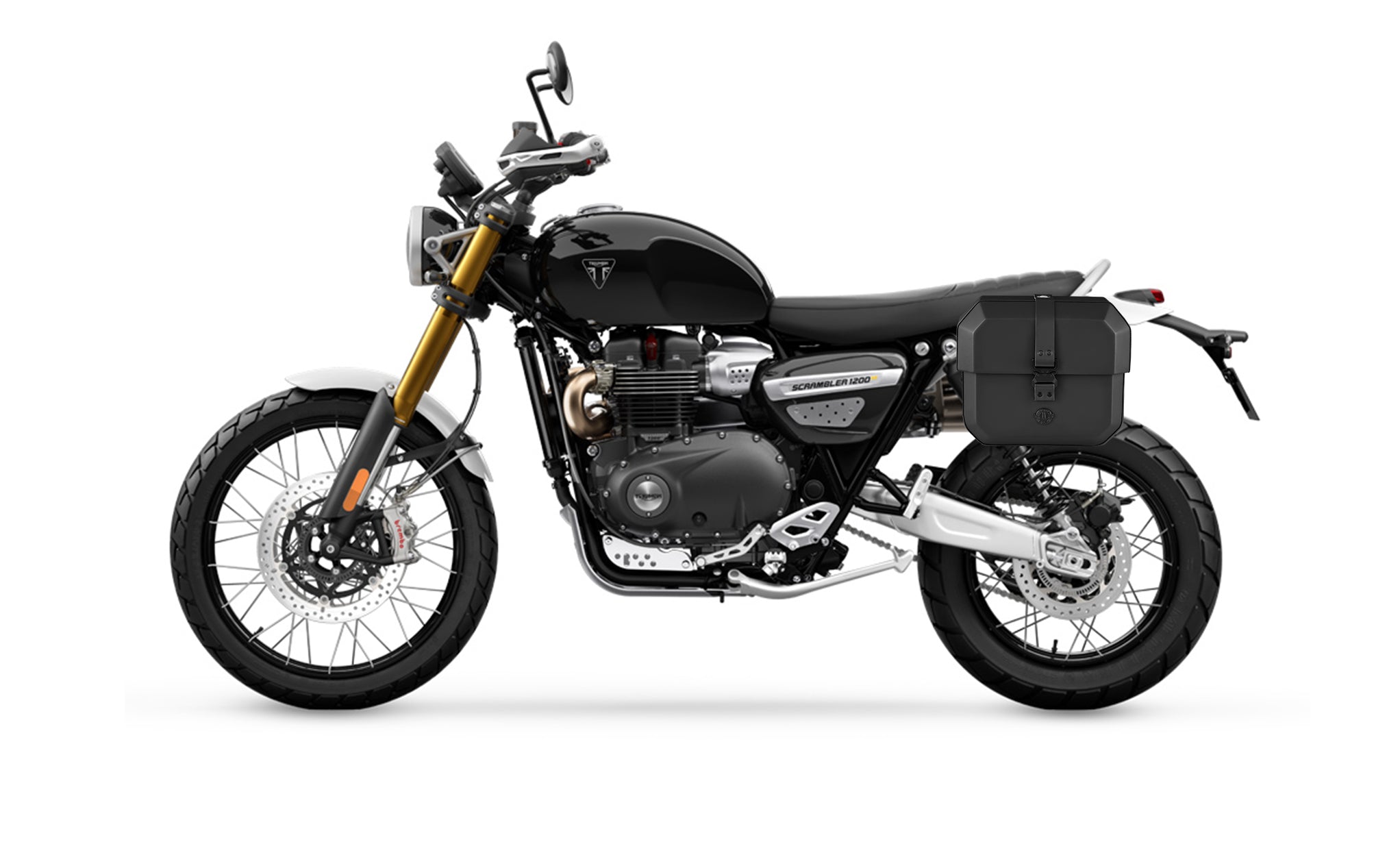 Viking Outlaw 10 Liters Small Quick Mount Triumph Scrambler 1200 Hard Solo Saddlebag Left Only Bag on Bike @expand