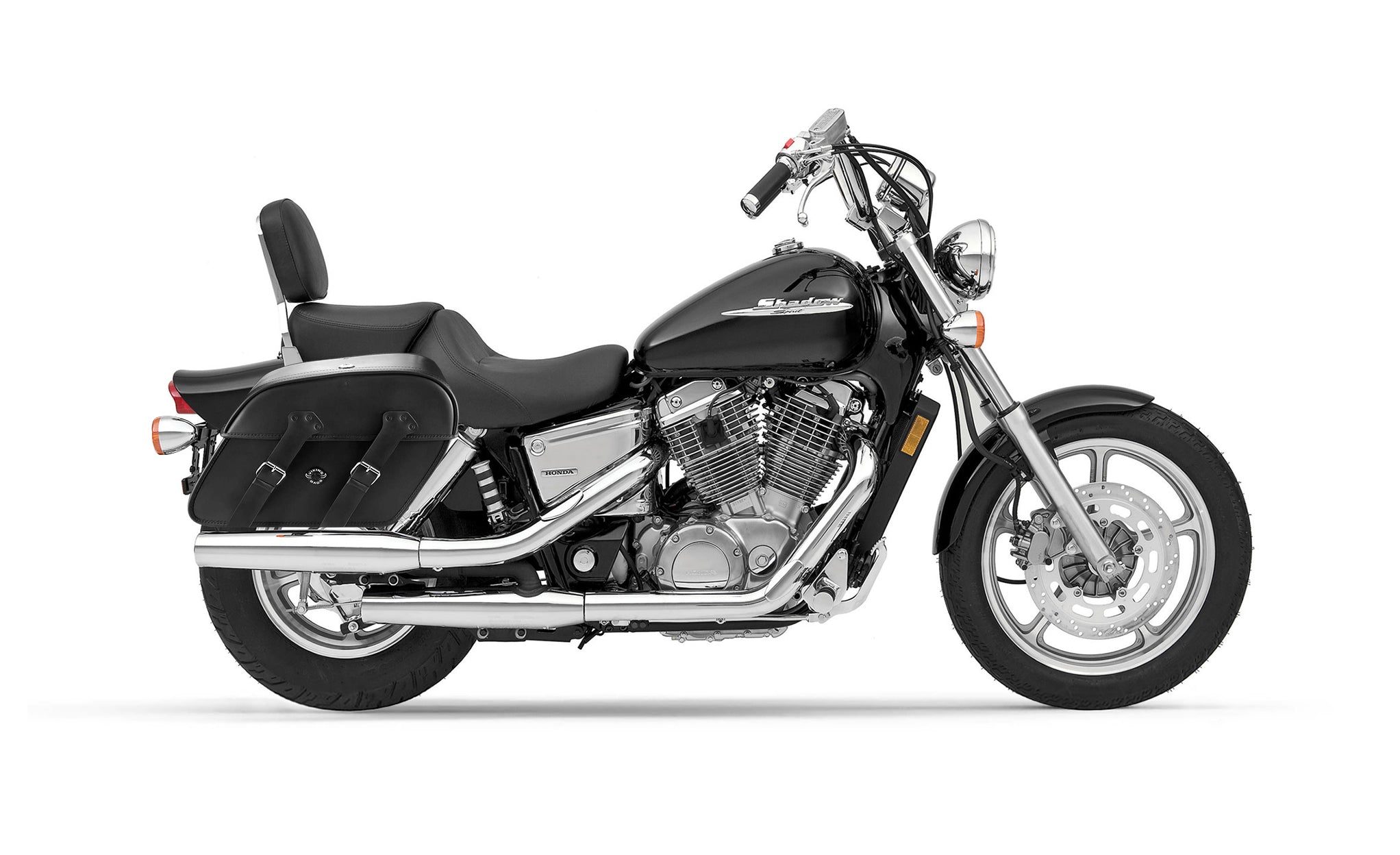 36L - Raven Extra Large Honda Shadow 1100 Spirit Shock Cut-out Leather Motorcycle Saddlebags @expand
