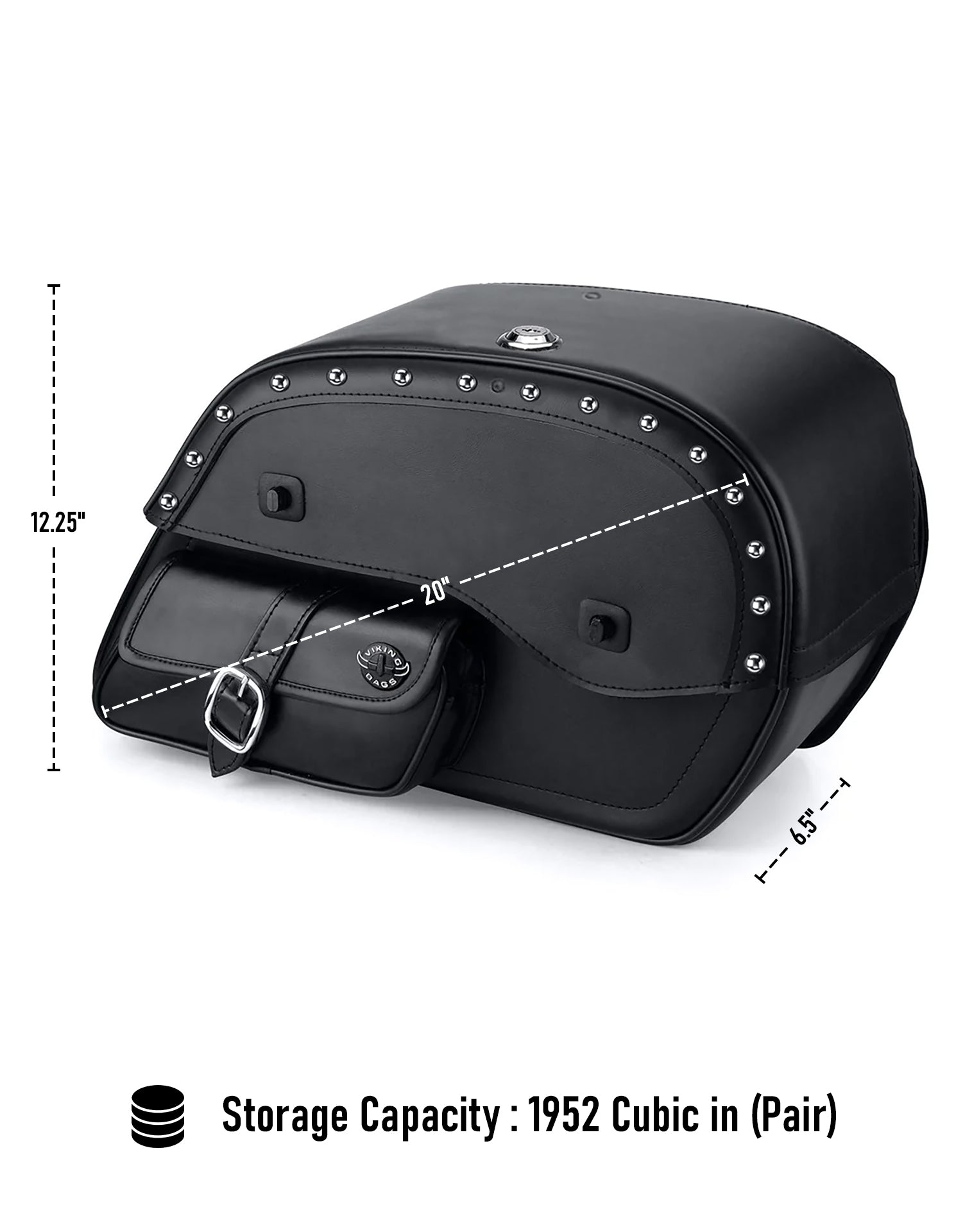 Viking Side Pocket Large Studded Kawasaki Vulcan 900 Classic Vn900 Leather Motorcycle Saddlebags Weather Resistant Bags Comes in Pair