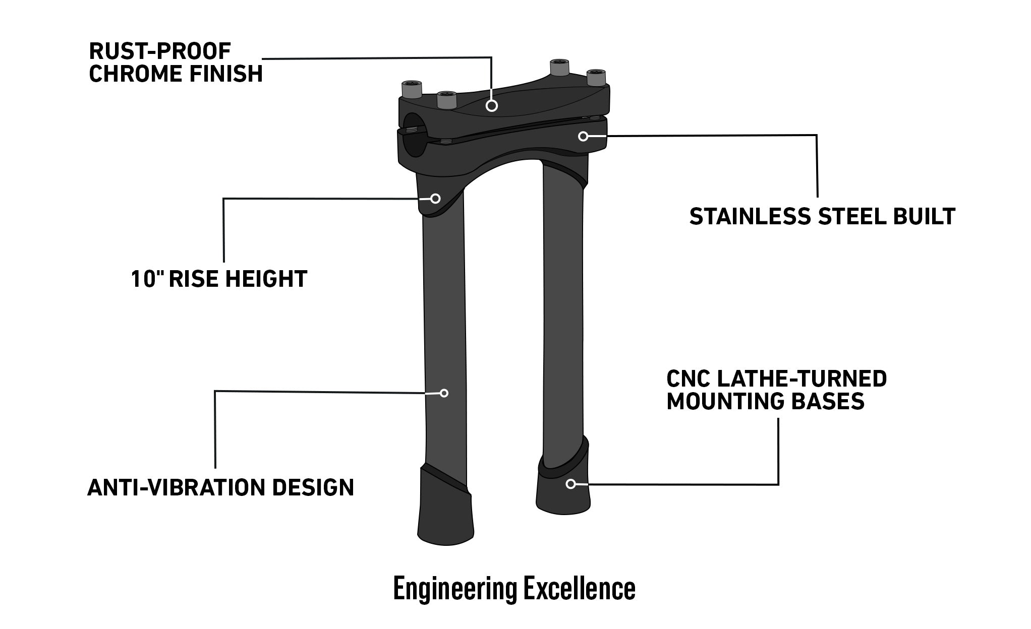 Viking Warlock 10" Handlebar Risers for Harley Dyna Low Rider S FXDLS Chrome 3D @expand