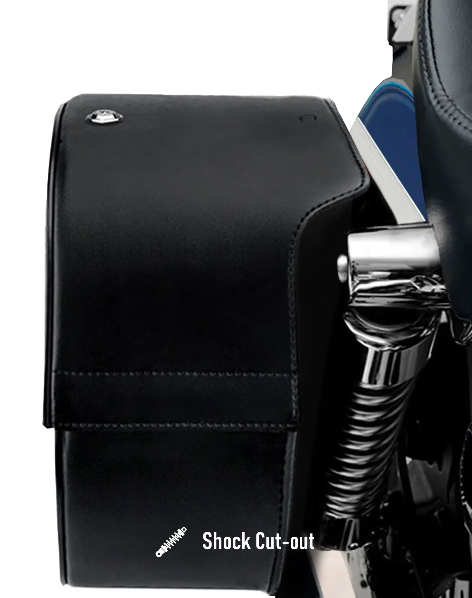 26L - Warrior Large Shock Cut-out Leather Motorcycle Saddlebags for Harley Dyna Fat Bob FXDF/SE Hard Shell Construction