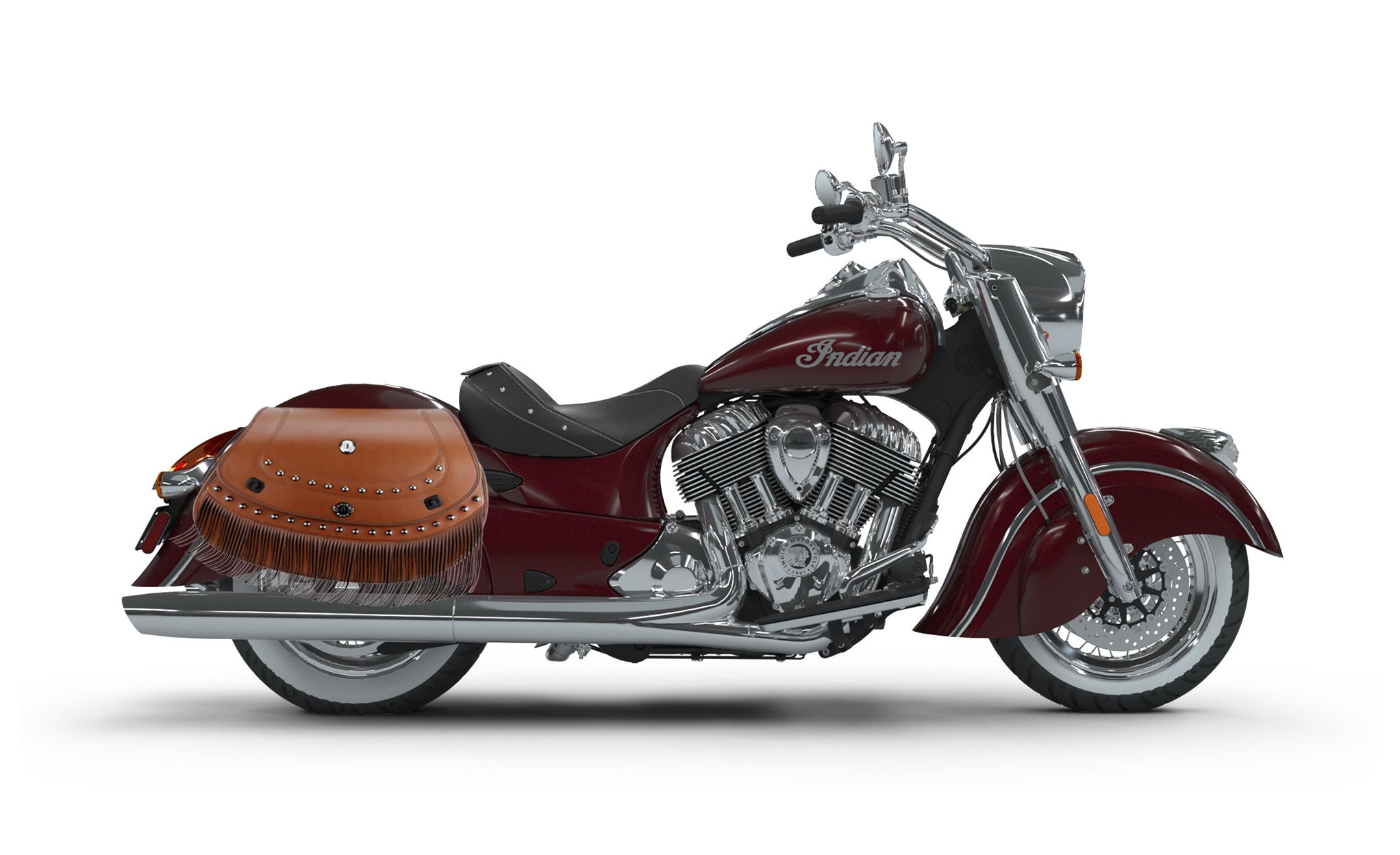 38L Mohawk Extra Large Brown Indian Chief Classic Leather Motorcycle Saddlebags